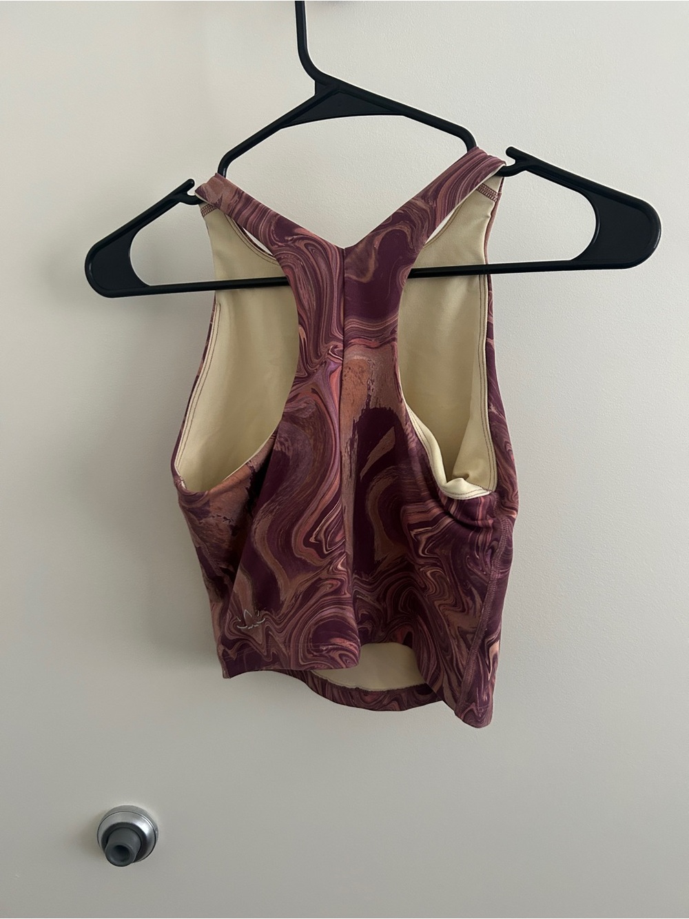 Marbled Pink & Mauve Crop Tank Top Beyond Yoga Small Gym Athletic Marbly - Picture 3 of 4